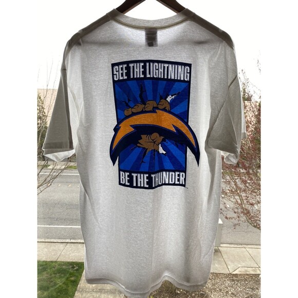 San Diego Chargers One Charge Men's T Shirt XL White Fruit Loom Tee NFL Vtg - Picture 3 of 11